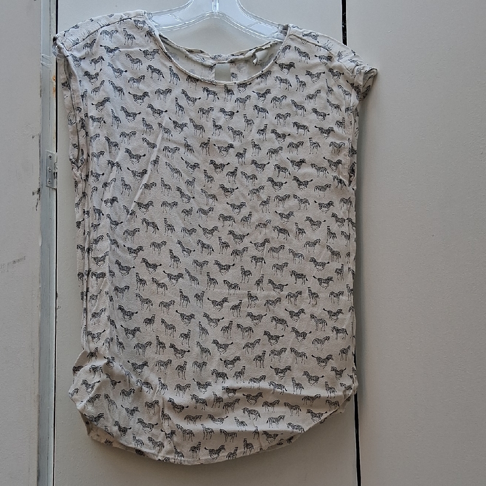 H&M Beige and Black Animal Print Blouse